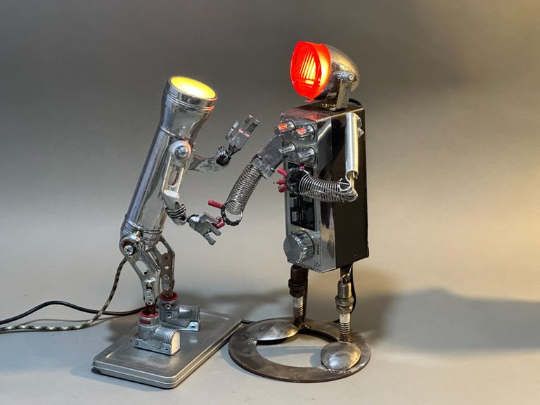 Weatherford Studio Found Object Robot Assemblage Sculpture